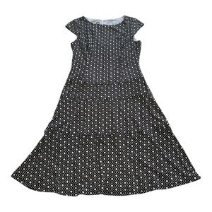 Anne Klein A-Line Fit & Flare Dress With Tiers Black & White  - Size 8